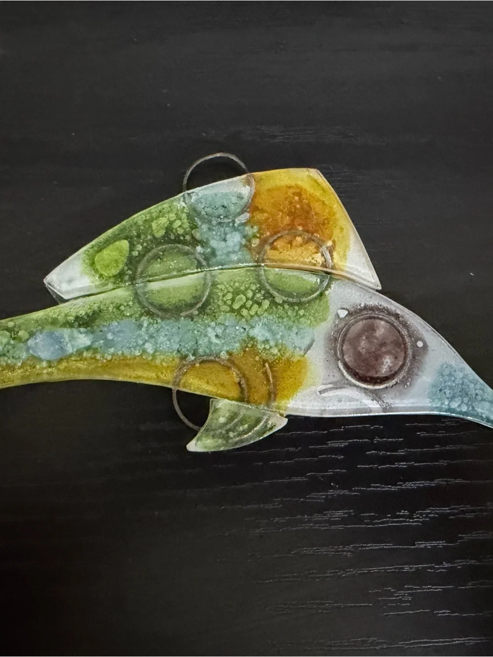 Set of 3 Vintage Mid Century Fused Art Glass Fish Wall Plaques, Higgins Style